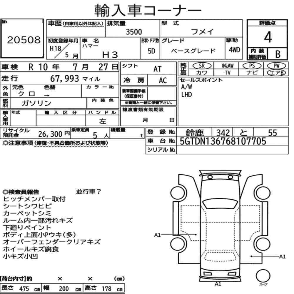 HUMMER H3 4WD BASE GRADE