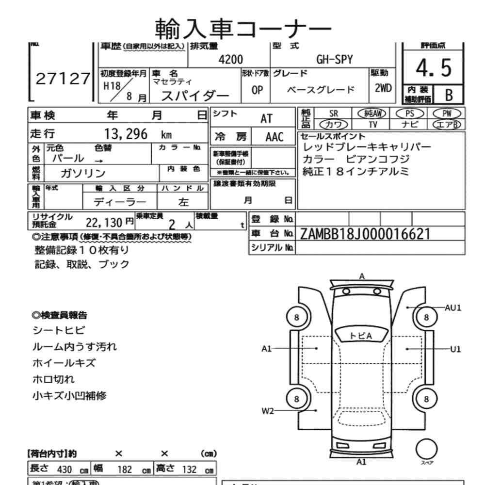 MASERATI SPYDER BASE GRADE